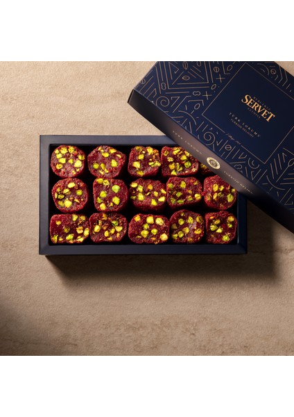 Şeker İlavesiz Çilekli Antep Fıstıklı Lokum 500 gr