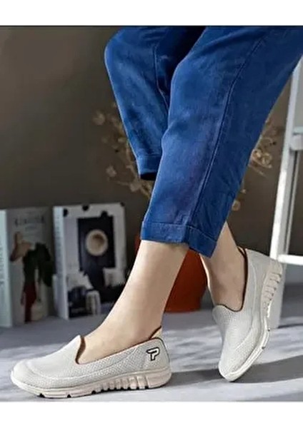 Kadın Ten Krem Bej Casual Günlük Spor Ayakkabı Anne Bağcıksız Rahat Hafif Memory