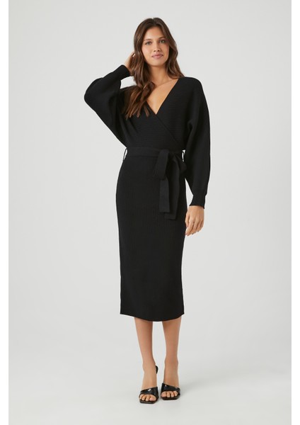Triko Bağlamalı Midi Elbise