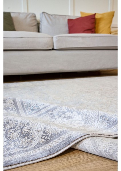 Vendome Palace 5441 Gri Krem - Viskon Bambu Halı | Dokuma Salon Halısı