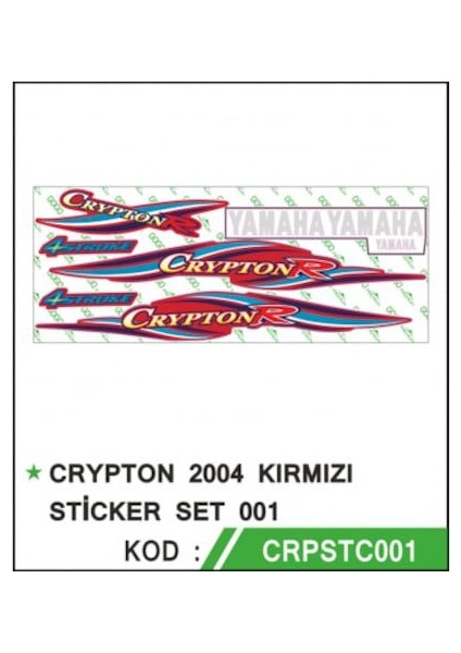 Yamaha Crypton 2004 Kırmızı Sticker Seti