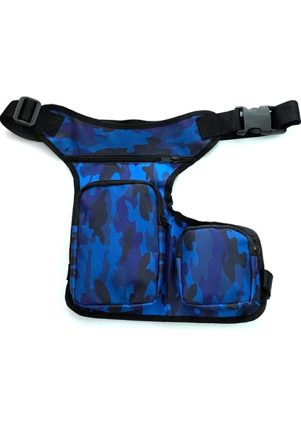 Bacak Çantası Üç Cepli Kamuflaj Mavi