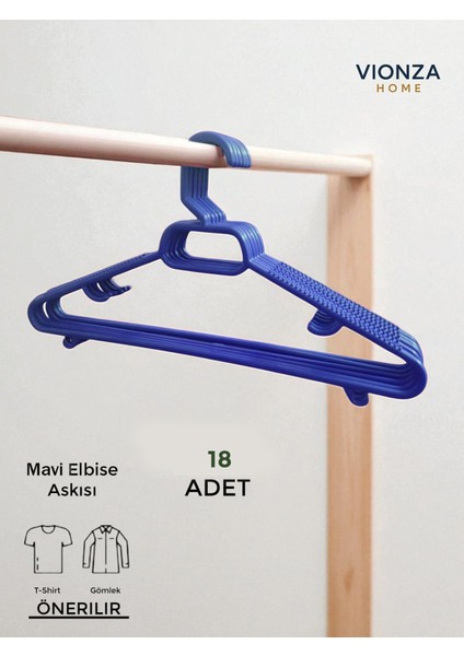 Elbise Kıyafet Askısı Siyah 18'li Set 18 Adet Siyah Plastik 18 Gömlek Askısı