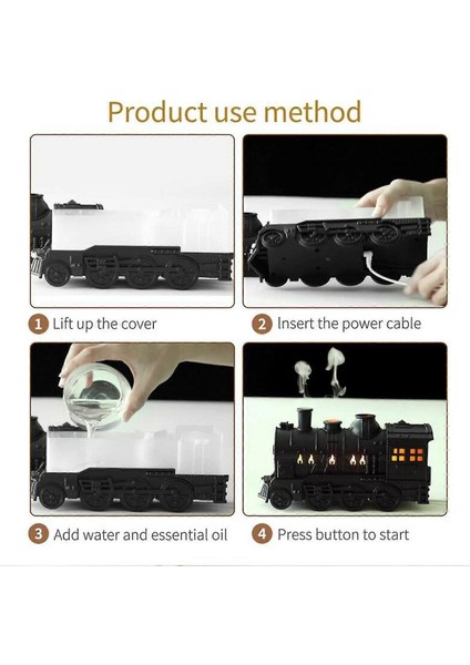 Tren Şeklinde Buharlı Oda Hava Nemlendirici Işık Fonksiyonlu Buhar Makinesi Kumandalı fırsatları