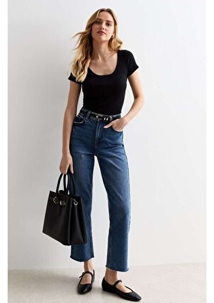 Kadın Siyah Kare Yaka T-Shirt & Bluz , Likralı Fitilli Kaşkorse Kumaş fiyatları