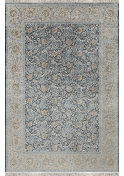 Vendome Palace 5451 Mavi Krem - Viskon Bambu Halı | Dokuma Salon Halısı