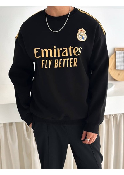 %100 Kompakt Penye Şardonlu Kumaş Real Madrid Sweat fırsatları