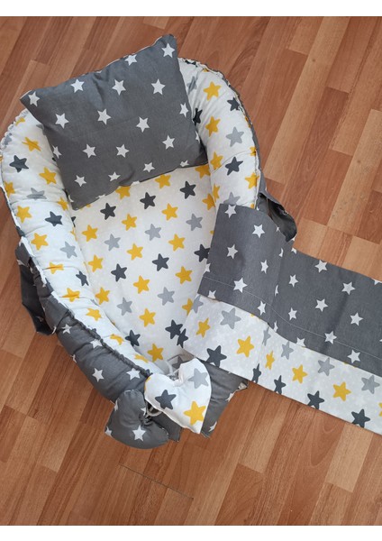 Koyu Yıldız Sarı Yıldız 3 Parça Bebek Yatak Seti modelleri
