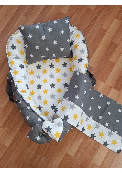 Koyu Yıldız Sarı Yıldız 3 Parça Bebek Yatak Seti fırsatları