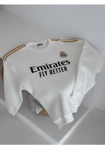 %100 Kompakt Penye Şardonlu Kumaş Real Madrid Sweat fiyatları