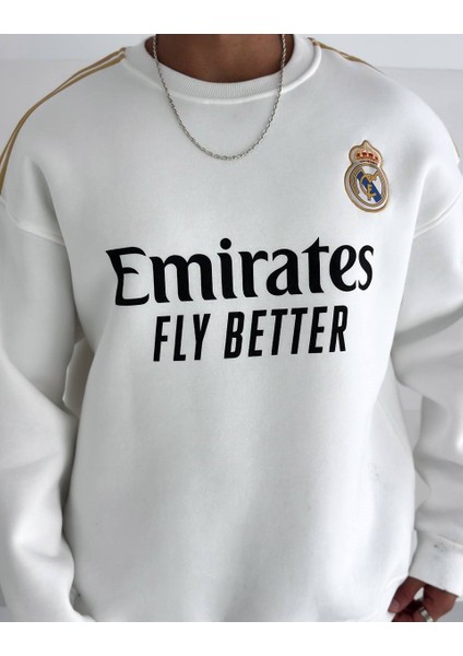 %100 Kompakt Penye Şardonlu Kumaş Real Madrid Sweat modelleri