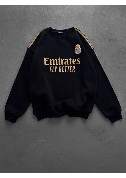 %100 Kompakt Penye Şardonlu Kumaş Real Madrid Sweat indirimleri