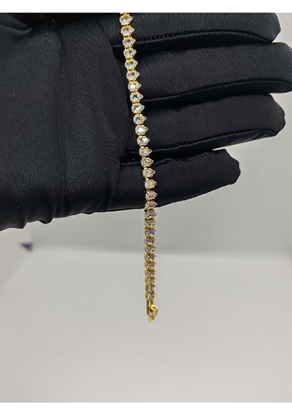 Su Yolu Bileklik Gold Renk Ince Taşlı