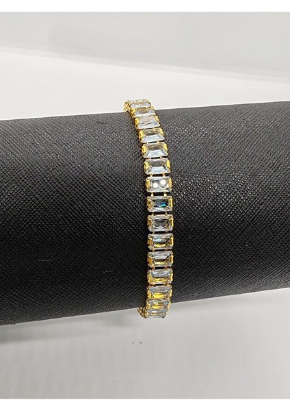 Su Yolu Bileklik Gold Renk Kalın Taşlı