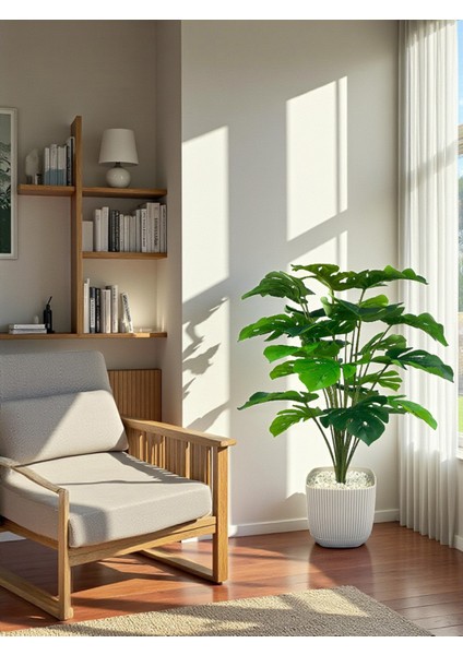 Yapay Ağaç Monstera Deve Tabanı Bitkisi 24 Yaprak 80 cm Plastik Saksıda Yapay Salon Çiçeği Hediyelik fiyatları