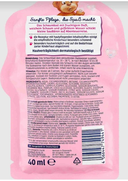Saubar Alman Kalitesi Çocuklar Için Pembe Renkli Meyve Kokulu Deniz Kızı Banyo Köpüğü 40 ml modelleri