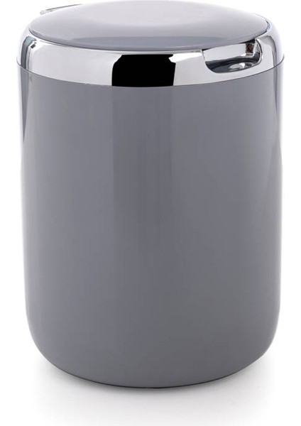 Pasifik 3 Lt Çöp Kovası Plastik Kapaklı Gri ve Siyah Mutfak Çöp Kovası Banyo Çöp Kovası