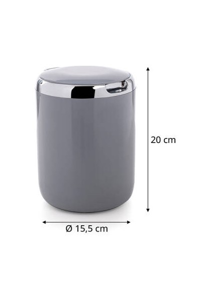 Pasifik 3 Lt Çöp Kovası Plastik Kapaklı Gri ve Siyah Mutfak Çöp Kovası Banyo Çöp Kovası modelleri