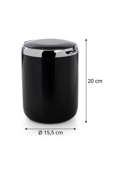 Pasifik 3 Lt Çöp Kovası Plastik Kapaklı Gri ve Siyah Mutfak Çöp Kovası Banyo Çöp Kovası modelleri