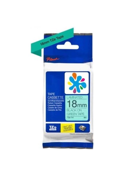 TZE-741 Yeşil Üzerine Siyah Muadil Etiket Şeridi