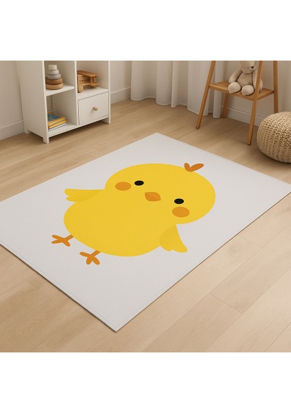 Efta Halı Sevimli Civciv Desenli Çocuk Halısı - Dijital Baskı, Yıkanabilir, Kaymaz Taban