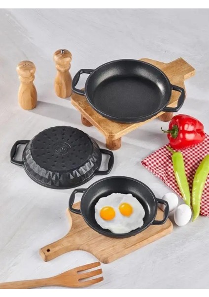 Taç Bella Döküm Cam Kapaklı 3'lü Sahan Seti modelleri