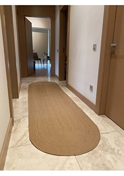 Oval Jüt Yuvarlak Hasır Görünümlü Klasik Halı Kilim