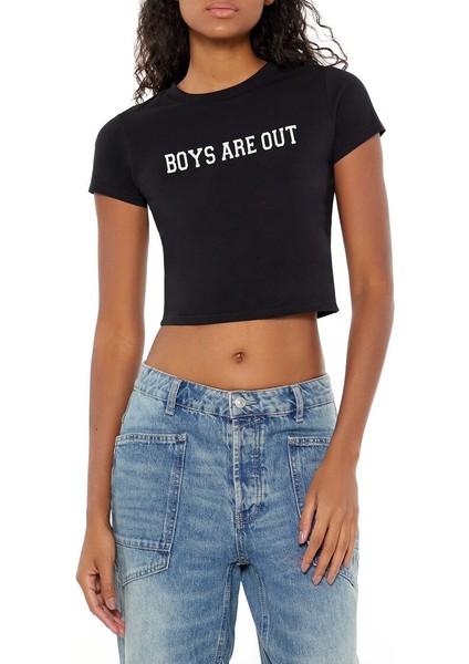 Boys Are Out Baskılı Baby Tee Tişört fiyatları
