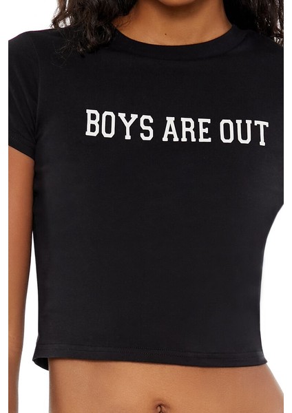 Boys Are Out Baskılı Baby Tee Tişört indirimleri