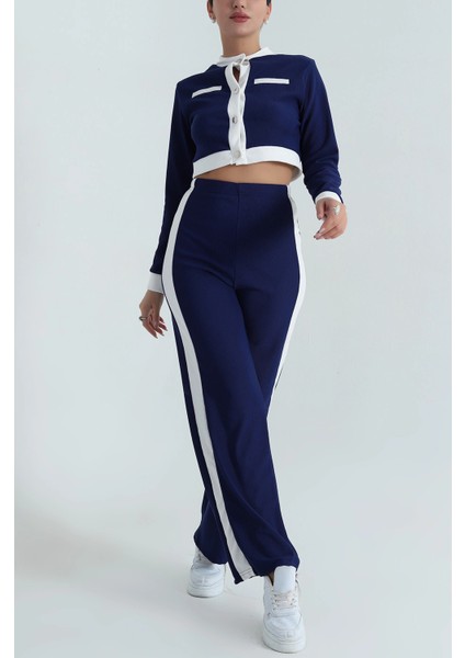 Düğmeli Likralı Ottoman Kadın Ikili Takım