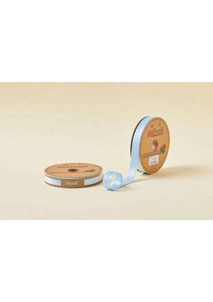 Biye Saten Katlı 004 Mavi 2 cm 25 Metre %100 Polyester