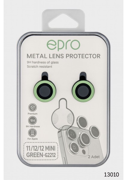 iPhone 11 / 12 / 12 Mini Uyumlu Kamera Lens Koruyucu – Yeşil Çerçeveli (Green)