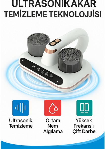 Ultrasonik Toz ve Akar Temizleme Cihazı – Çift Filtreli, Yüksek Frekanslı Robot Süpürge