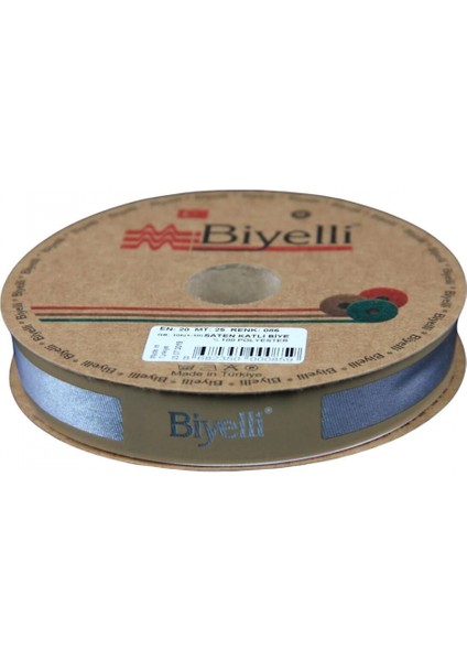 Biye Saten Katlı 086 Gri 2 cm 25 Metre %100 Polyester