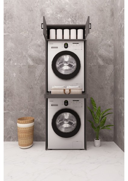Mdf Çamaşır Makinesi ve Kurutma Makinesi Dolabı 210 antrasit fiyatları