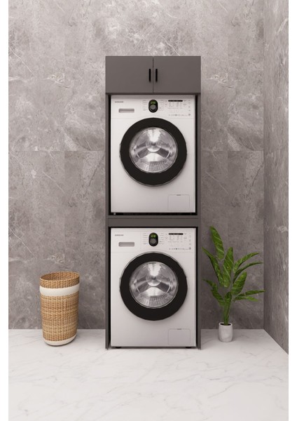 Mdf Çamaşır Makinesi ve Kurutma Makinesi Dolabı 210 antrasit modelleri