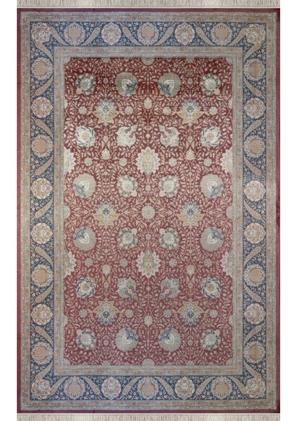 Vendome Palace 5421 Kiremit Lacivert - Viskon Bambu Halı | Dokuma Salon Halısı