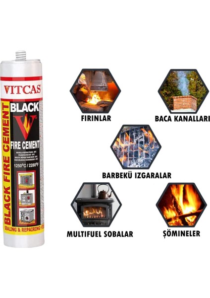 Çok Amaçlı Siyah Ateş Çimentosu 1300 °c Isıya Dayanıklı Yapıştırıcı