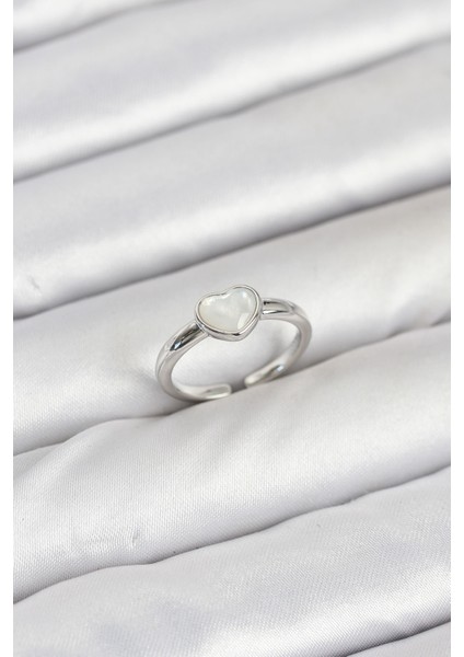 Zarif Kadın Için Silver Pirinç Kalpli Tip Yüzük
