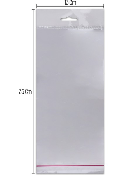 13*35 Sedefli Askılı (Askı Kısmı Beyaz) Bantlı OPP (Parlak-Şeffaf) Jelatin 100 Adet