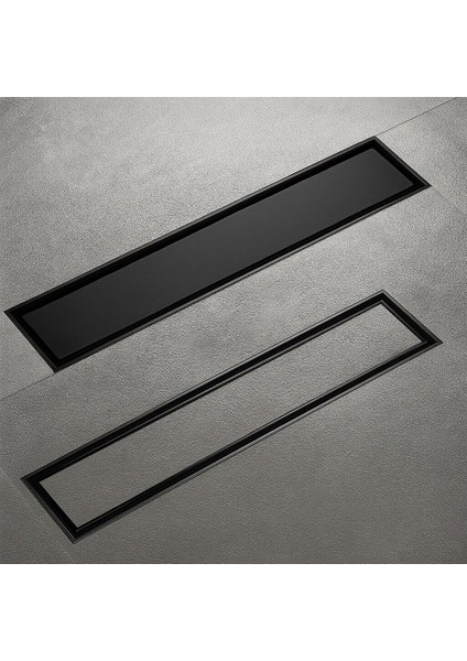 Komple Çelik Seramik Uyumlu Ankastre Lineer Duş Kanalı 50 cm Siyah KSZ105-50-B