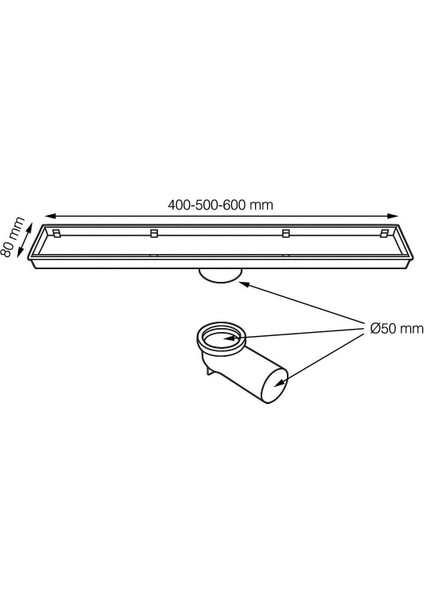 Komple Çelik Seramik Uyumlu Ankastre Lineer Duş Kanalı 50 cm Siyah KSZ105-50-B fiyatları