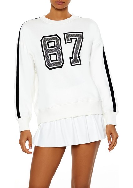 87 Baskılı Polar Sweatshirt