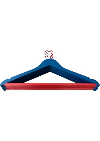 Renkli Ahşap Elbise Askısı, Gömlek Askısı, Elbise Askısı, Lastikli Barlı, Mavi 10 Adet fırsatları