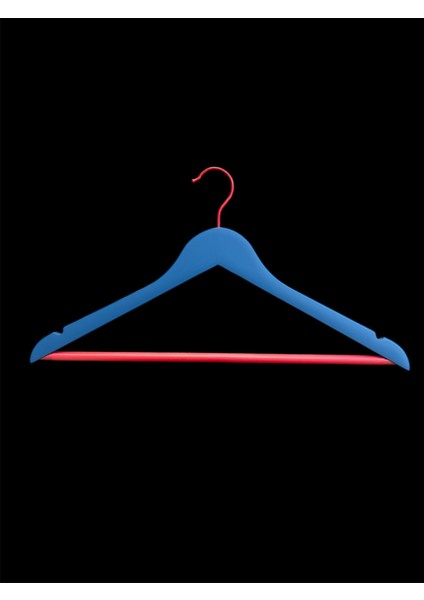 Renkli Ahşap Elbise Askısı, Gömlek Askısı, Elbise Askısı, Lastikli Barlı, Mavi 10 Adet indirimleri