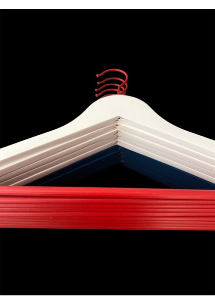 Renkli Ahşap Elbise Askısı, Gömlek Askısı, Elbise Askısı, Lastikli Barlı, Beyaz 5 Adet modelleri