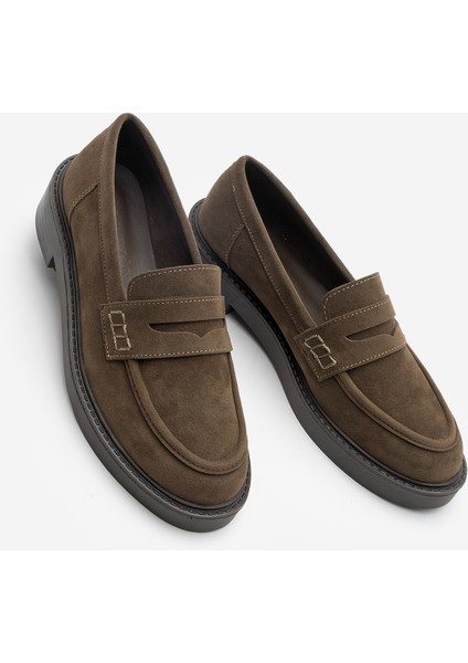 Kadın Loafer Günlük Klasik Ayakkabı Casual Makosen Fonle Kahve Süet