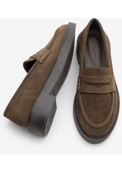 Kadın Loafer Günlük Klasik Ayakkabı Casual Makosen Fonle Kahve Süet