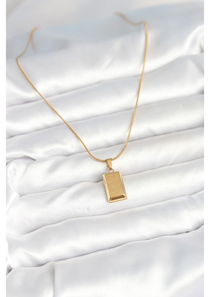 316L Çelik Gold Renk Külçe Altın Model Kolye TG27BKO10604 fiyatları