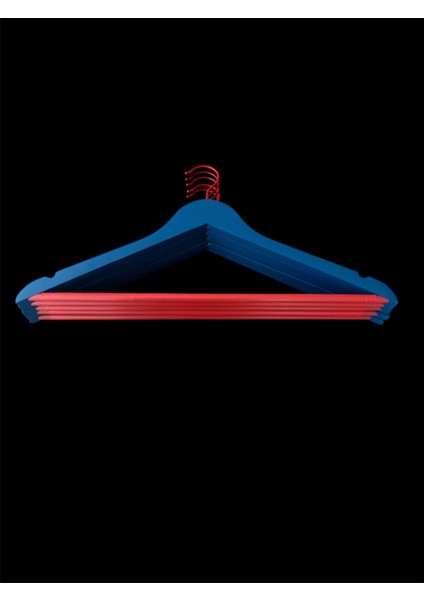 Renkli Ahşap Elbise Askısı, Gömlek Askısı, Elbise Askısı, Lastikli Barlı, Mavi 5 Adet modelleri